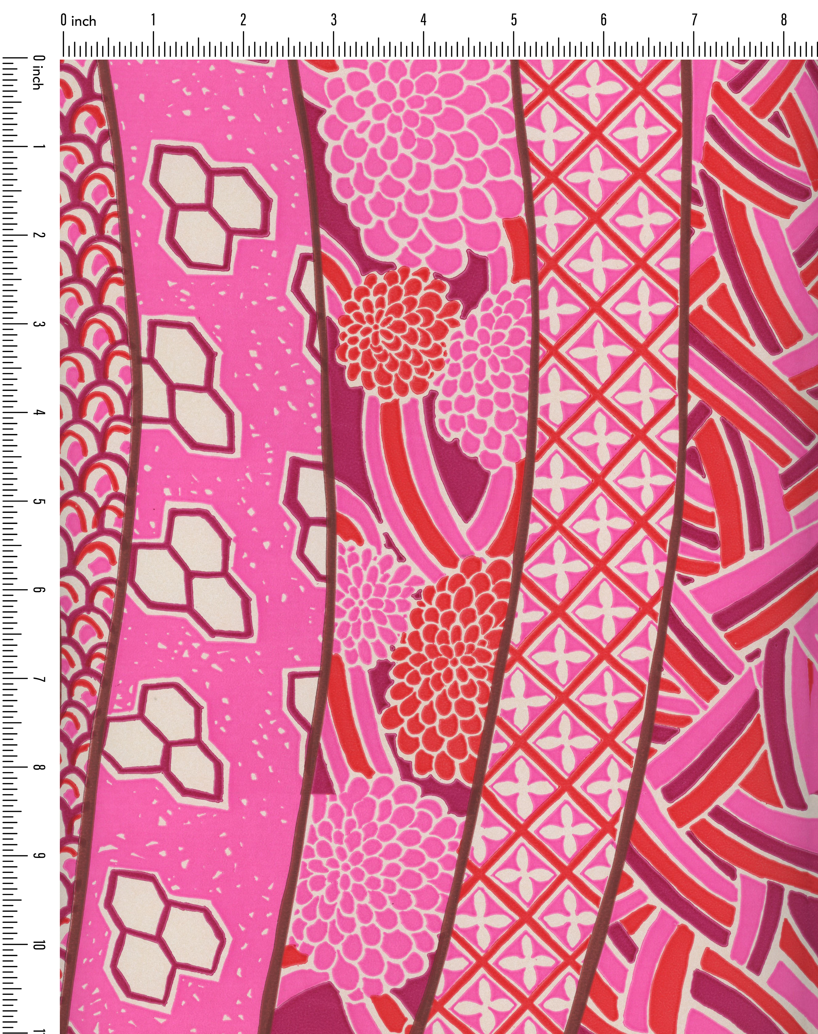 Zentangle Stripe Pink Graphic Vintage Paper